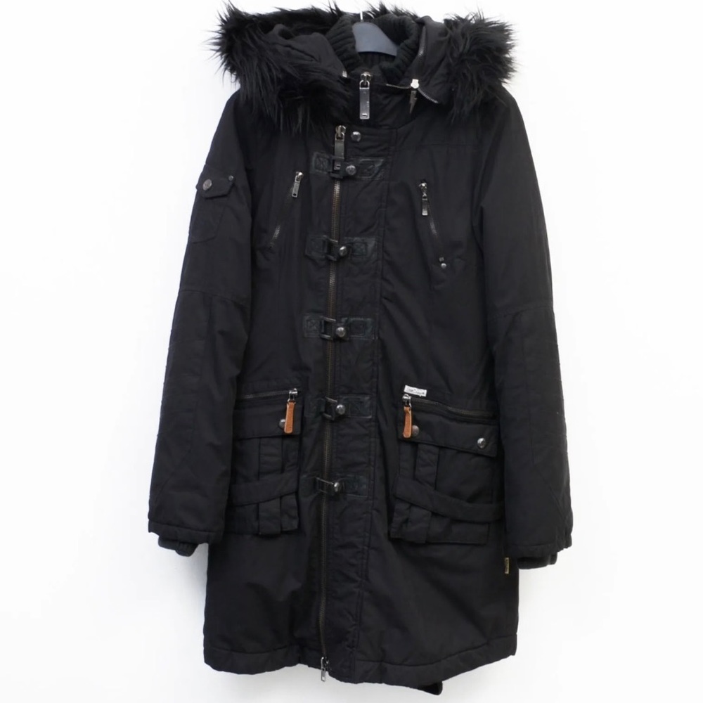 Khujo Aya With Inner Jacket Genuine M Women Padded Black Coat EU 40 Zip Hooded
